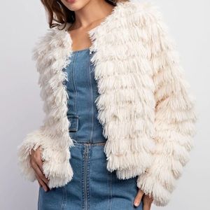 🌻*NWT* Shaggy Layered Bohemian Faux Fur Hippie Cardigan Jacket